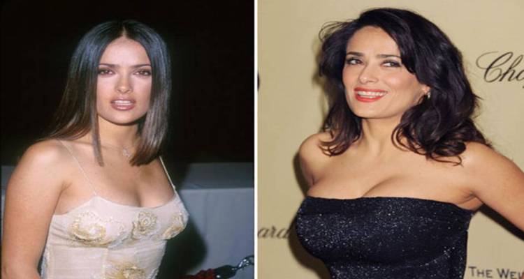 Salma Hayek Before and After Breast Implants